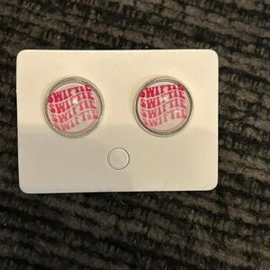 Pink and White Stud Earrings